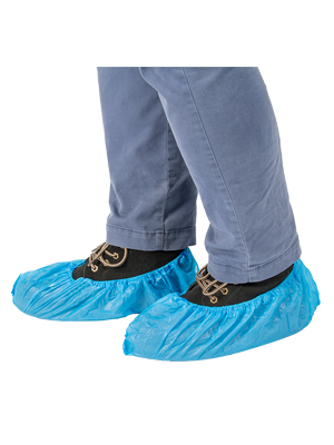 Couvre-chaussures CPE bleus résistants à l'eau W074